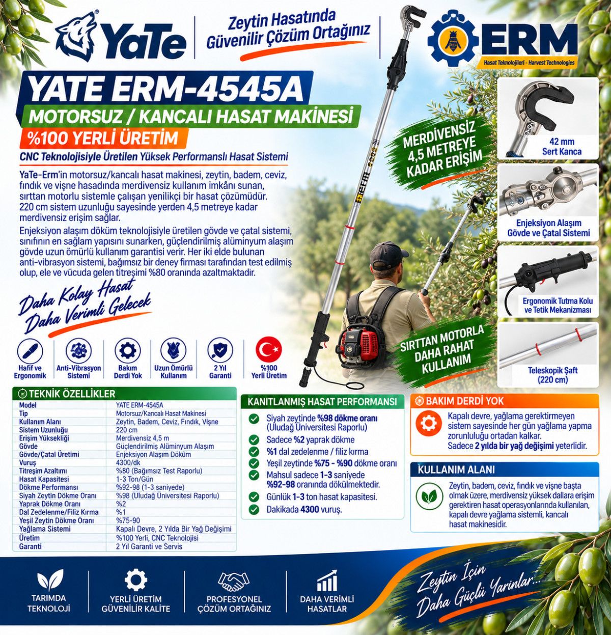 YATE ERM-4545A MOTORSUZ/KANCALI HASAT MAKİNESİ