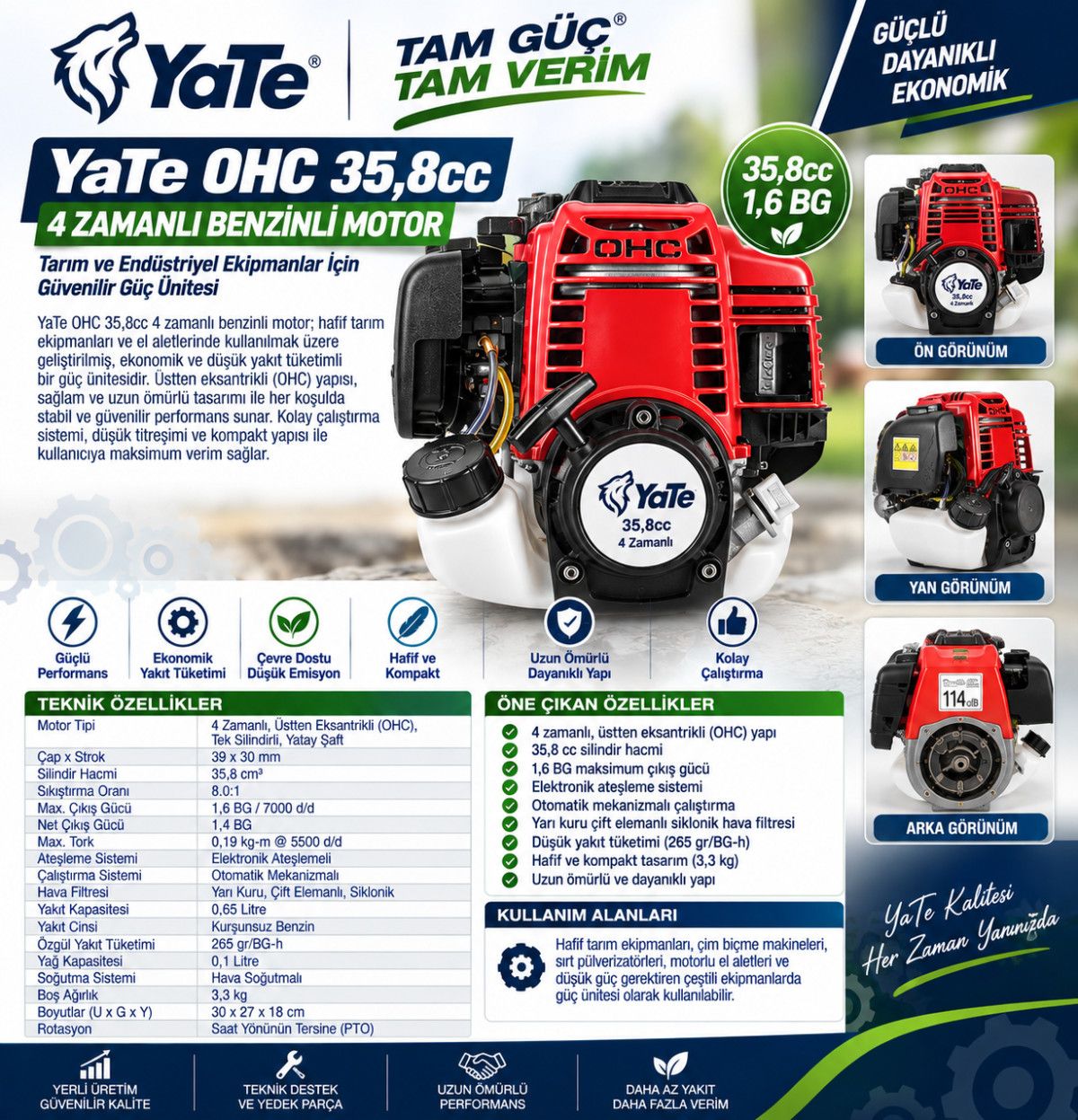 YATE OHC 35,8 CC 4 Zamanlı 1,6 BG BENZİNLİ MOTOR