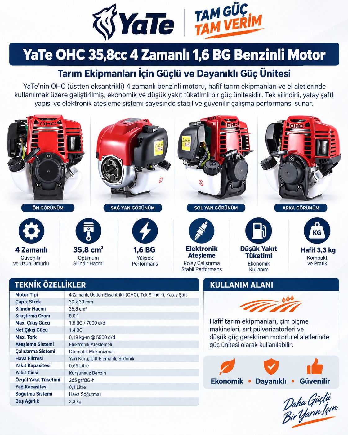 YATE OHC 35,8 CC 4 Zamanlı 1,6 BG BENZİNLİ MOTOR