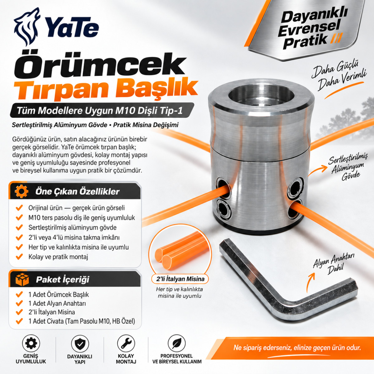 YATE ÖRÜMCEK TIRPAN BAŞLIK TÜM MODELLERE UYGUN M10 DİŞLİ TİP-1