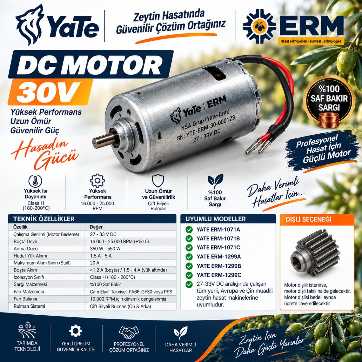 YSA GRUP (YATE-ERM) MOTOR- MABUCHİ-JONHSON-SİMO-MAXON-PRC 30V DC MOTOR