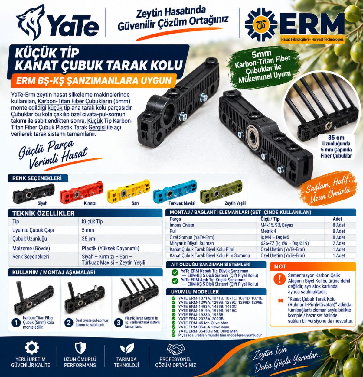 KÜÇÜK TİP KANAT ÇUBUK TARAK KOLU ( ERM BŞ-KŞ ŞANZIMANLARA UYGUN )