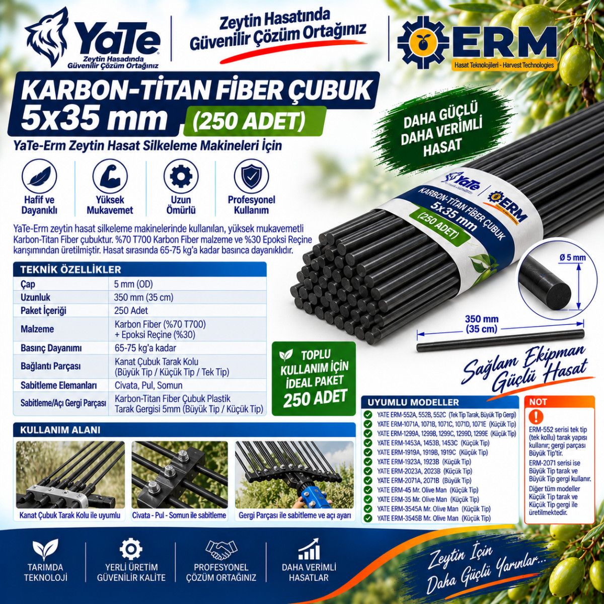 KARBON-TİTAN FİBER ÇUBUK 5X35 MM-(250 ADET)