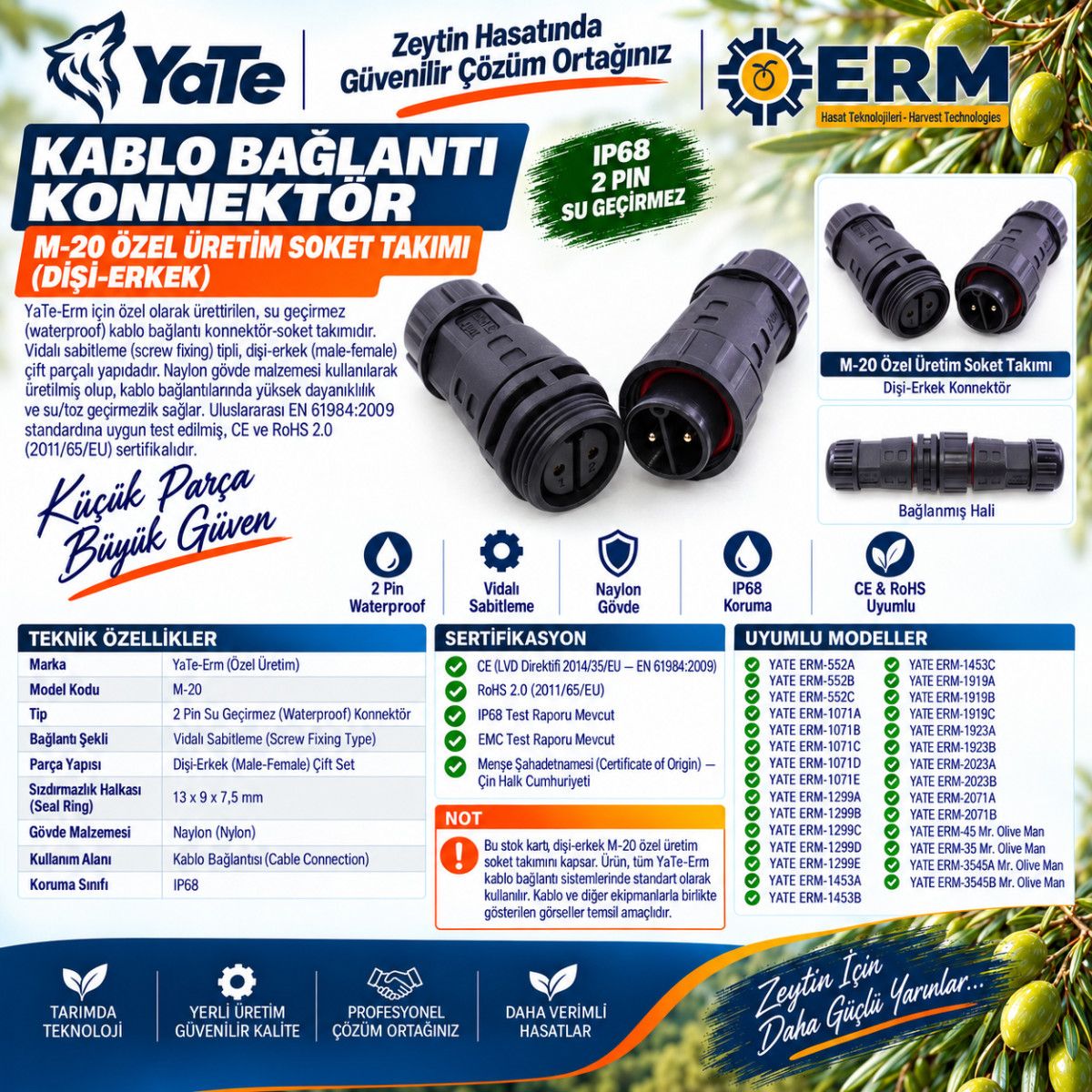  KABLO BAĞLANTI KONNEKTÖR M-20 ÖZEL ÜRETİM  SOKET TAKIMI (DİŞİ-ERKEK)