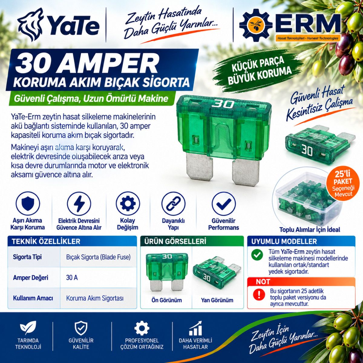 30 AMPER KORUMA AKIM BIÇAK SİGORTA